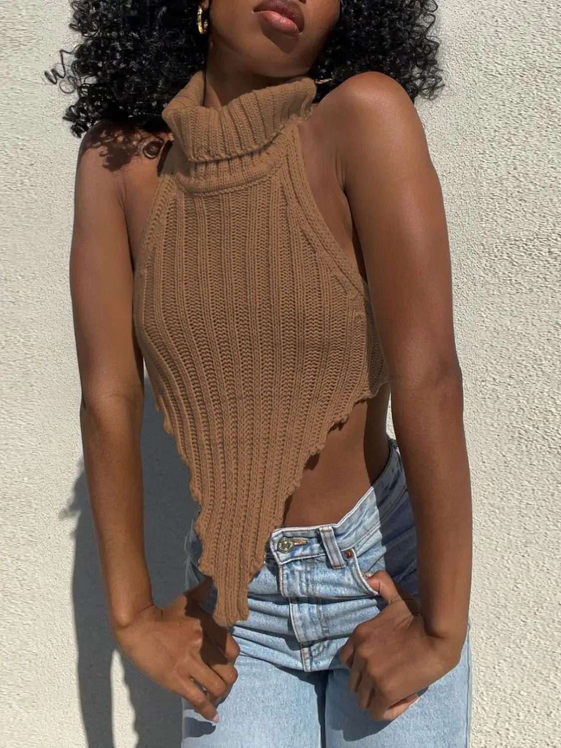 Ruffled Sheer Knit Top