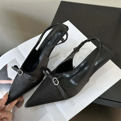 Elegant Fashion Bow Pointed Toe Women Pumps for Party Dress Prom with Low Heels