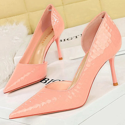 Patent Leather Women Pumps 8 Cm Stilettos for Banquets and Parties