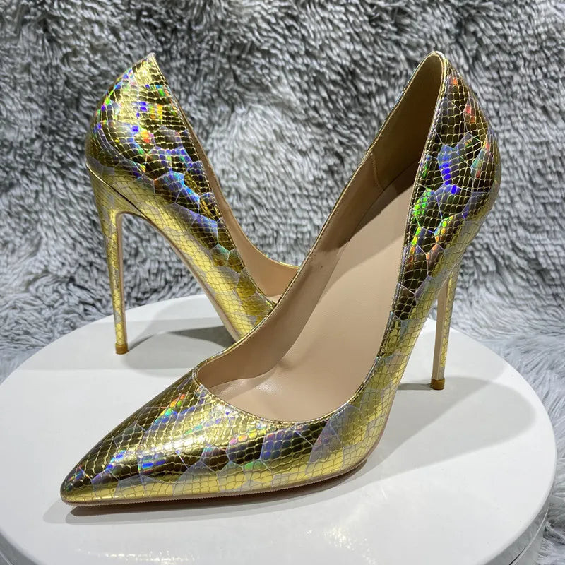 Crocodile Effect Pointy Toe High Heel Shoes for Women