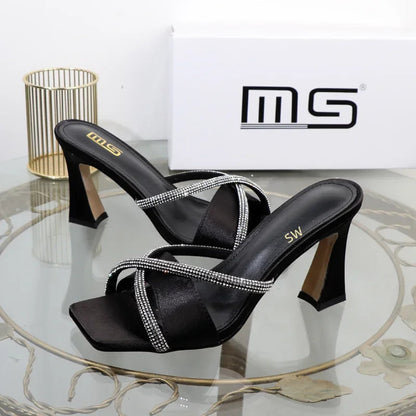 Luxury designer stiletto heels with rhinestones for plus size women