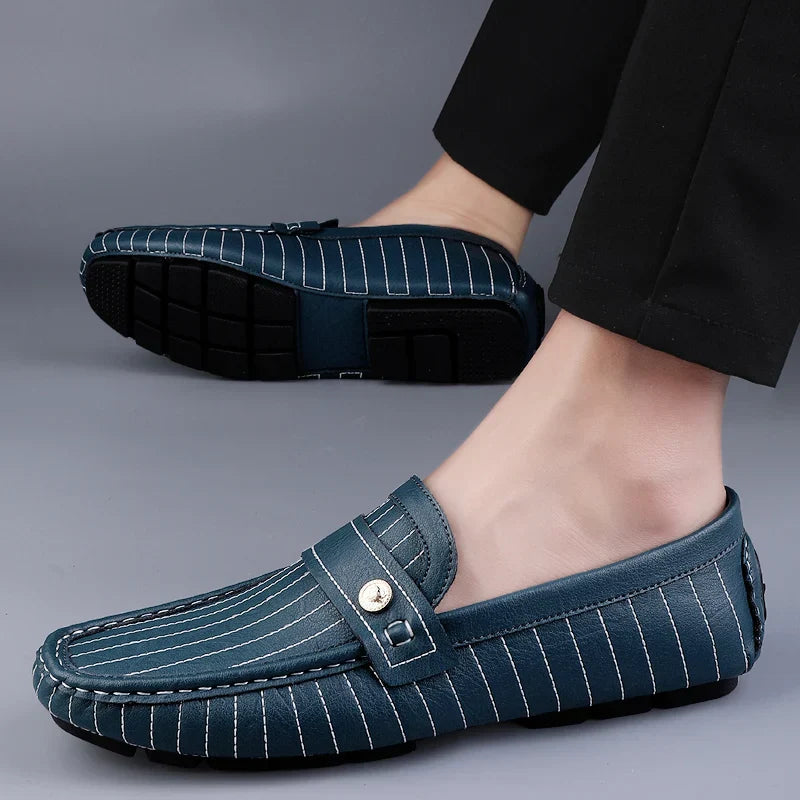 Maison Leather Loafers | Pinstripe Detailing