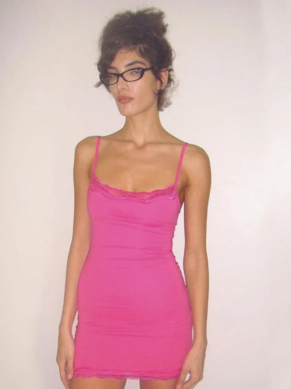 Slim Lace Sleeveless Sleepwear Mini Dress