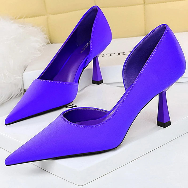 Silk Women Pumps with 7 cm Heels for Spring and Autumn Fashion