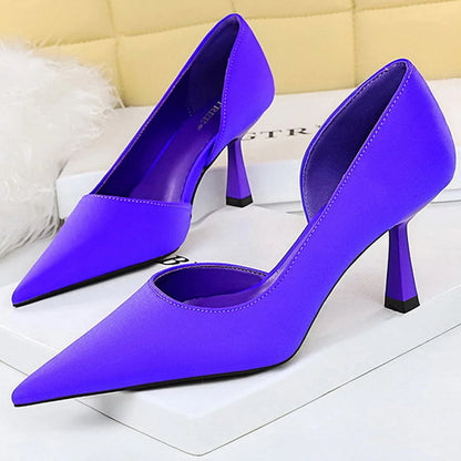 Silk Women Pumps with 7 cm Heels for Spring and Autumn Fashion