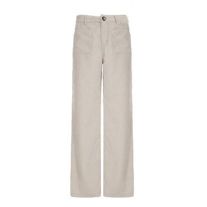 Causal All-Match Basic Corduroy Pants Women Elegant Gentle Loose Wide Leg Pants Simple High Fashion Autumn New