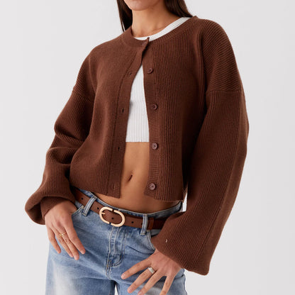 Loose O-neck Y2K Knit Cardigan