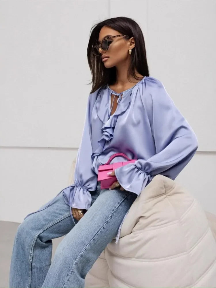 | Satin Ruffle Blouse