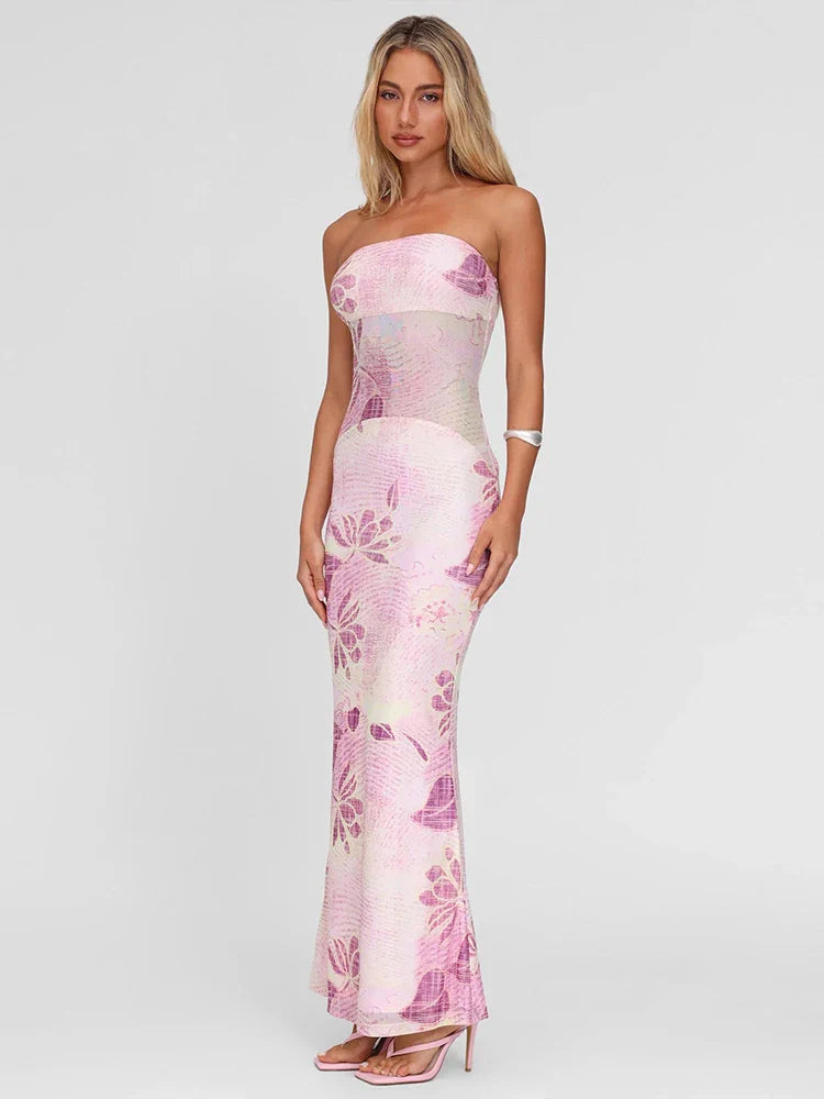Floral Print Wrap Maxi Dress