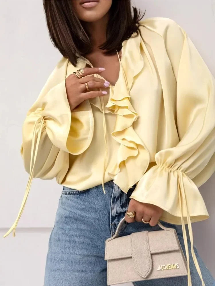 | Satin Ruffle Blouse