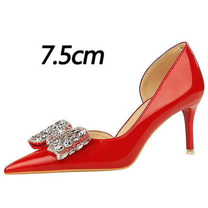 Rhinestone Women's High Heel Pumps in Patent Leather