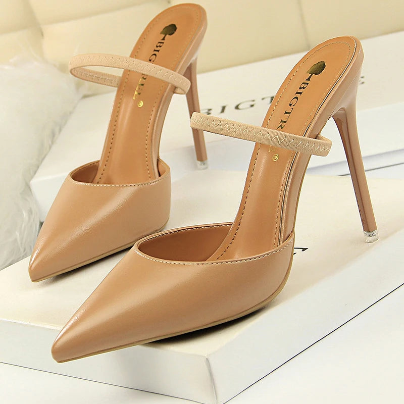 Rivet High Heels Woman Pumps Pu Leather 9cm Sexy Party Women Heels
