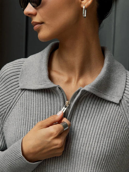 | Ribbed Half-Zip Sweater