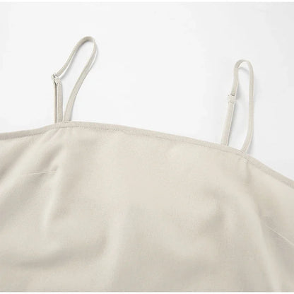 Square Neck Spaghetti Strap Linen Look Flowy Maxi Dress