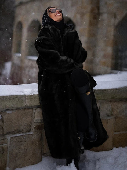 Loose Velvet Fur Splicing Long Coat