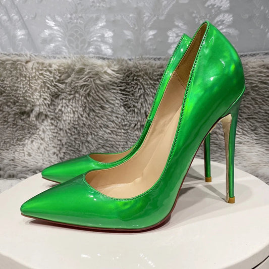 Olive Green Pointy Toe High Heel Stiletto Pumps for Women Celebrity Party Slip On