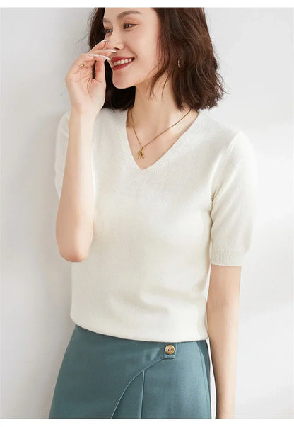| V-Neck Knit Top