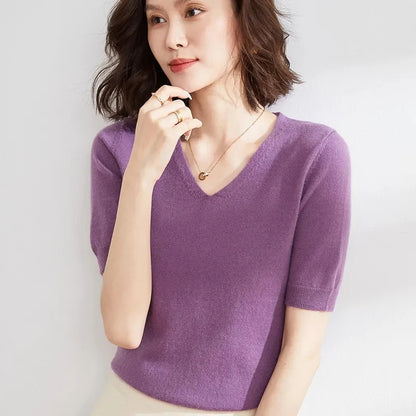 | V-Neck Knit Top