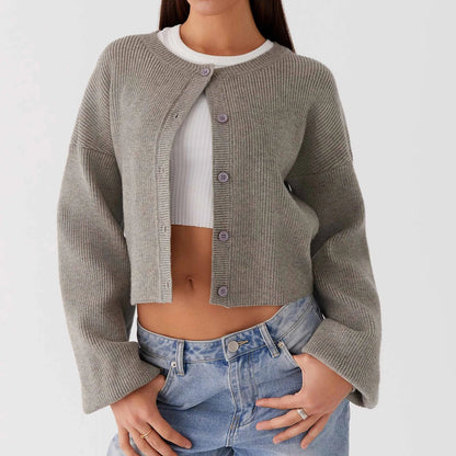 Loose O-neck Y2K Knit Cardigan