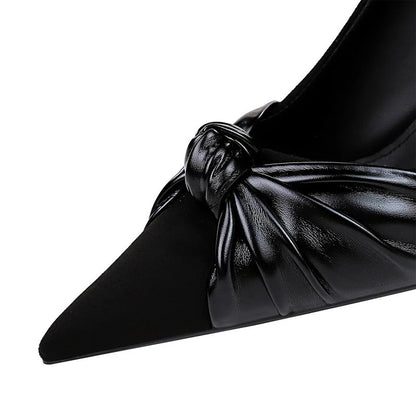 Suede Women Pumps with Bowknot Detail and High Heels for Office Lady Fashion