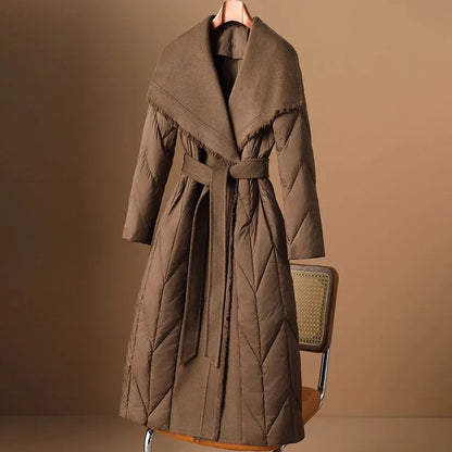 | Wool-Trim Down Coat