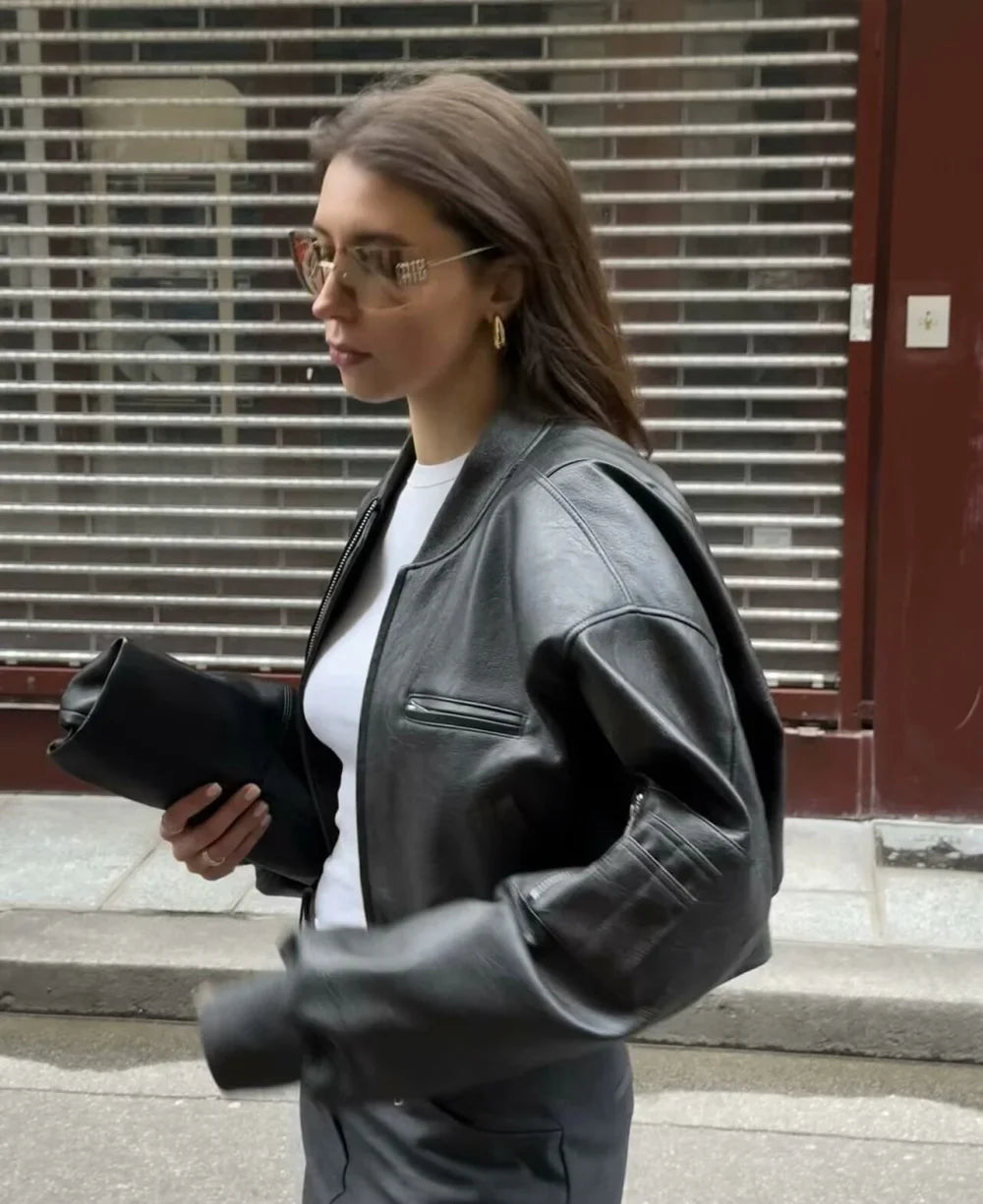 Chunky Spice Leather Short Coat