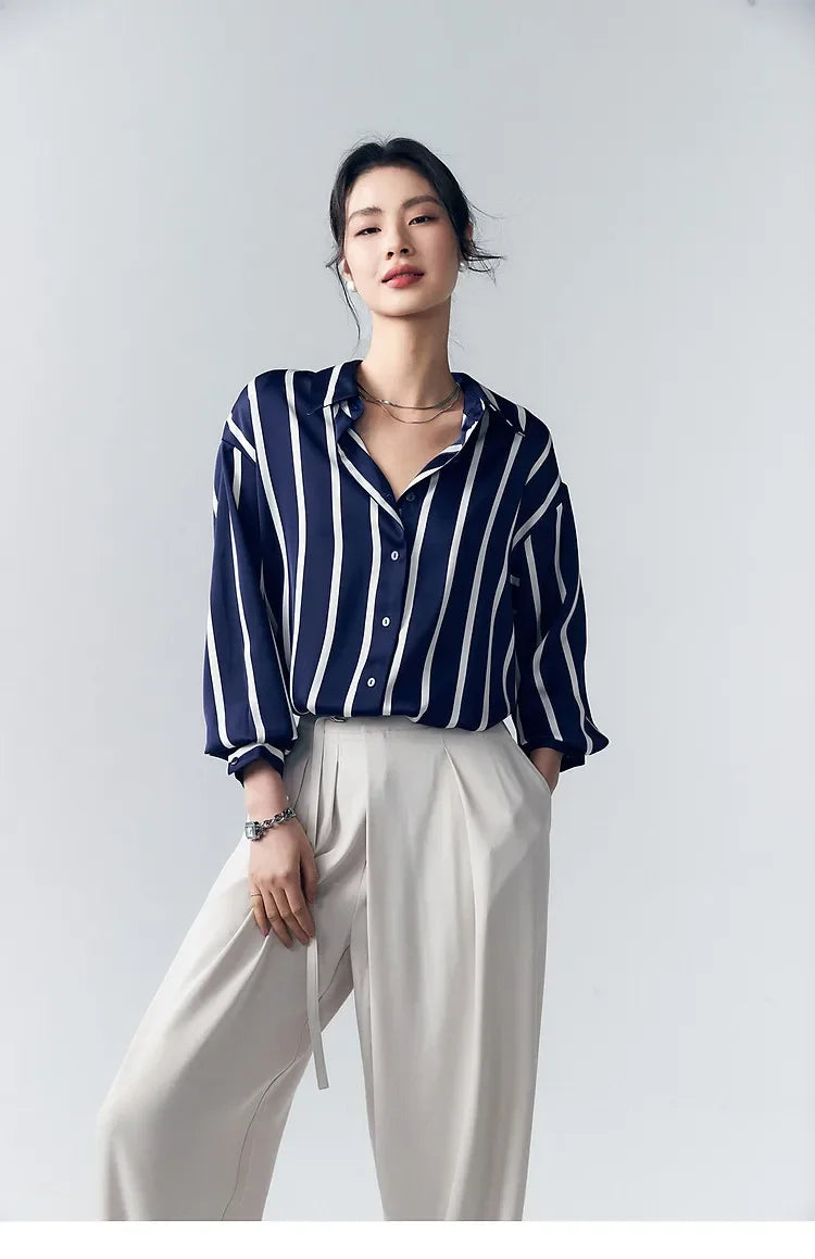 | Stripe Satin Blouse