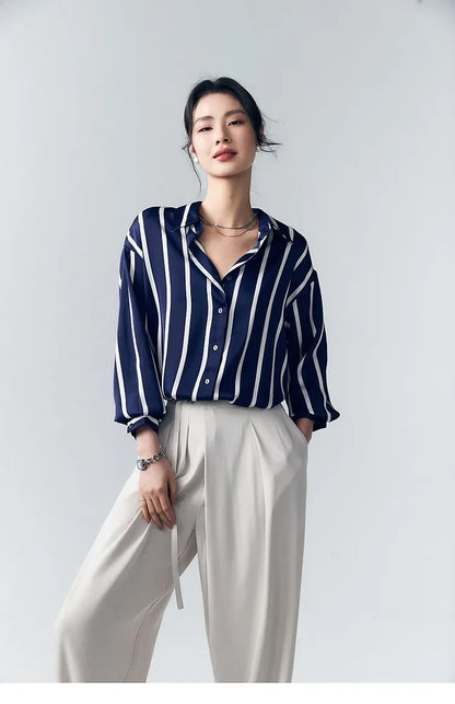 | Stripe Satin Blouse