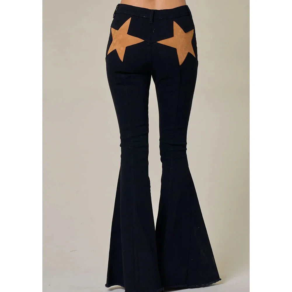 Star Print Bootcut Wide Leg Pant
