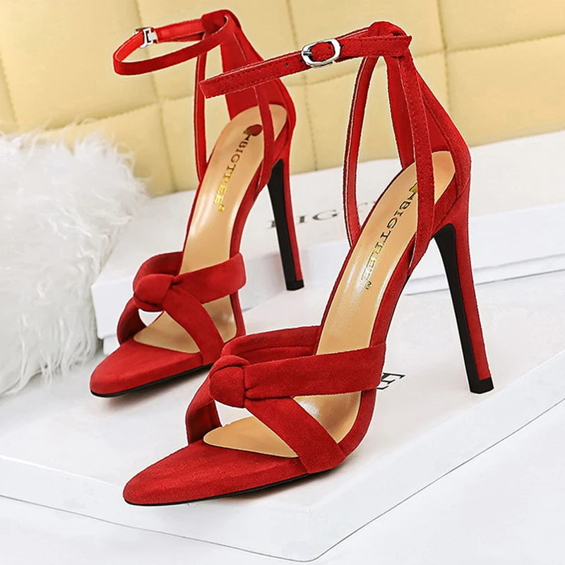 11cm High Heeled Suede Stilettos Sandals for Ladies Summer