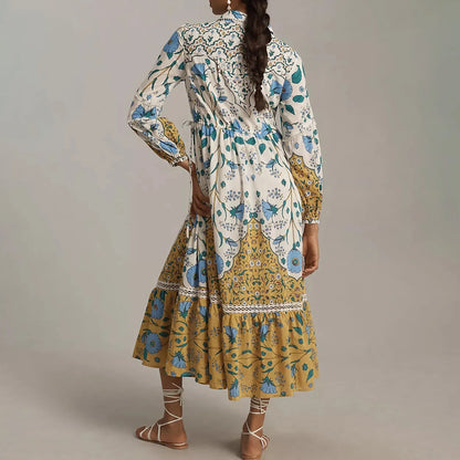 Vintage Floral Shirt Loose Vacation Dress