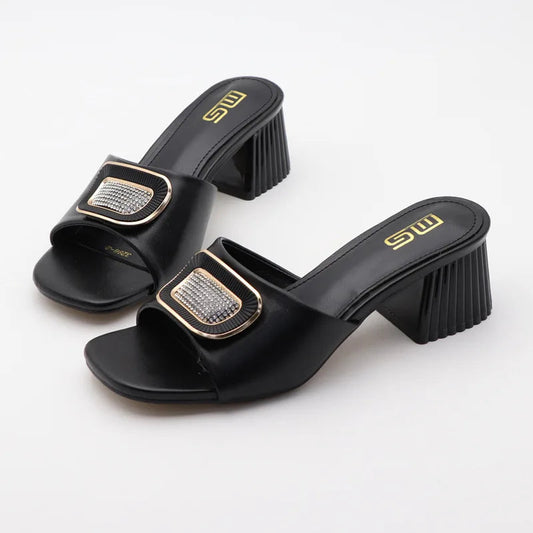Metal Square Buckle Slippers for Plus Size Women, Perfect for Summer