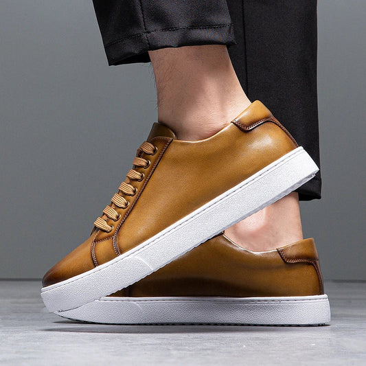 Leather Low-Top Sneakers | Contrast Sole | Maison Collection