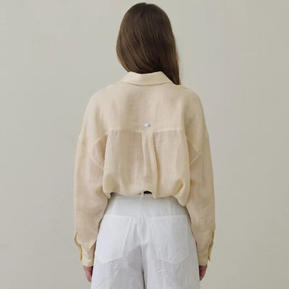 100% Ramie Thin French Lapel Blouse