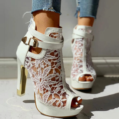 | Lace Mesh Heels