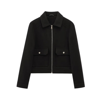 | Women’s Wool Bomber Jacket with Zipper