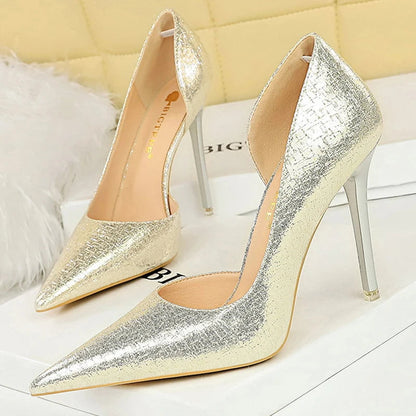 Sequin Cloth Women Pumps - Luxury High Heels for Fashionable Wedding Shoes