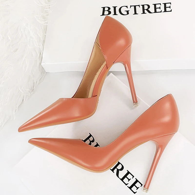 Pu Leather High Heels Stiletto Luxury Banquet Shoes for Women