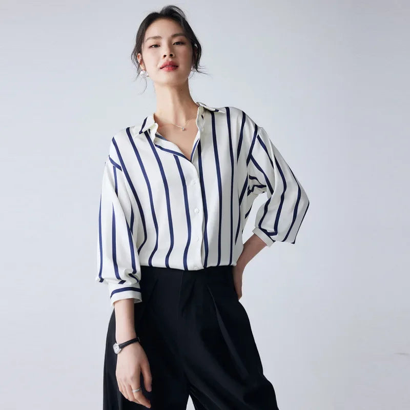 | Stripe Satin Blouse