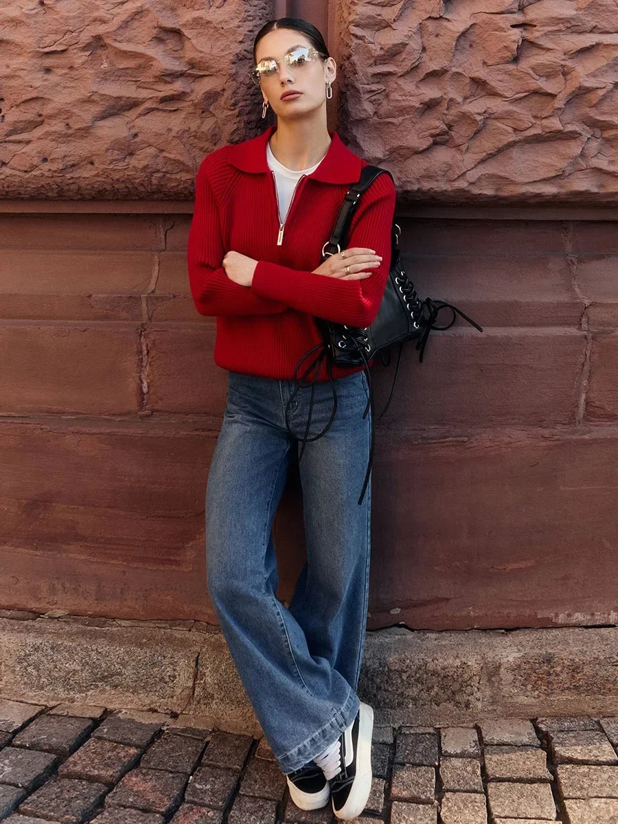| Ribbed Half-Zip Sweater