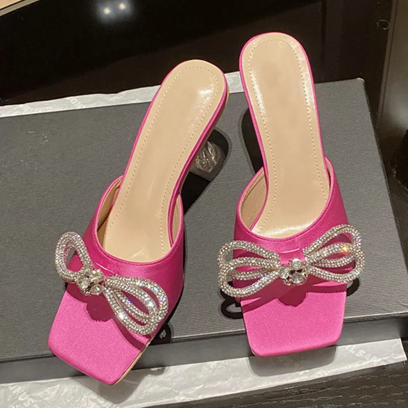Glitter Rhinestones Transparent Strange High Heels for Women on the Runway
