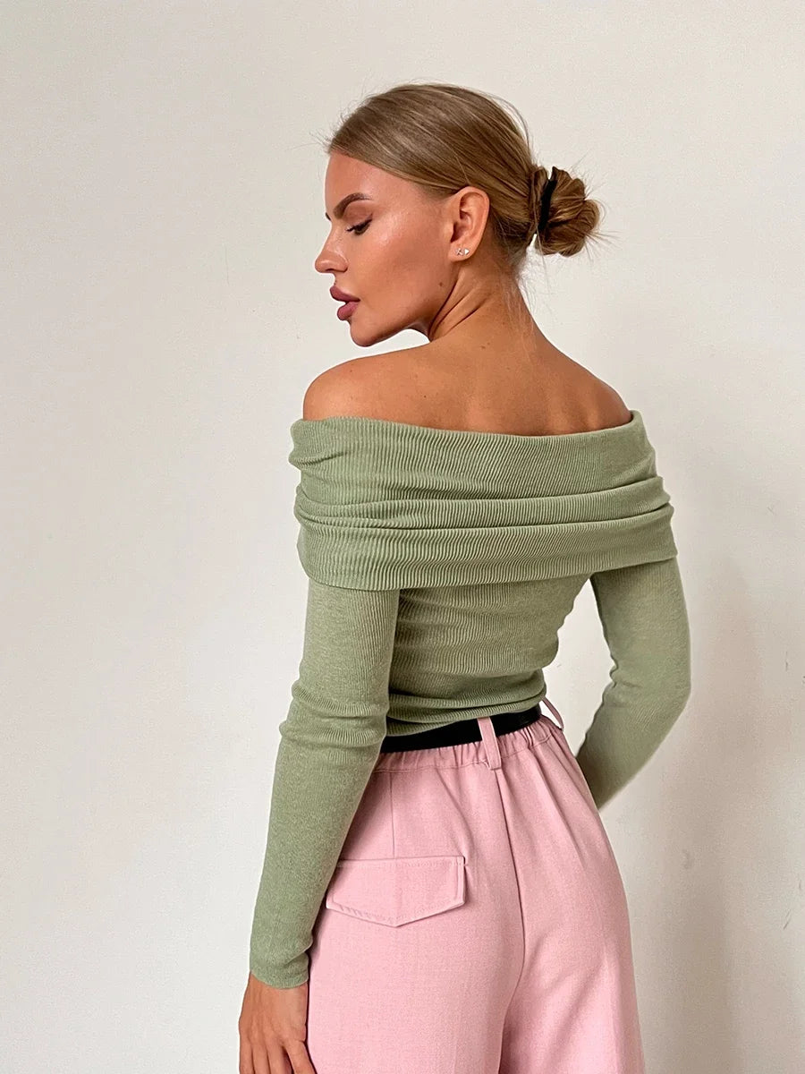 | Off-Shoulder Knit Top