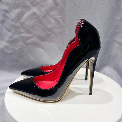 Black Women Side Open Pointy Toe High Heel Shoes