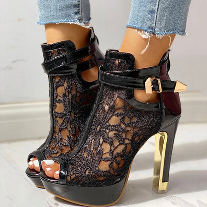 | Lace Mesh Heels