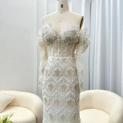 Mermaid Off-Shoulder Nude Evening Dresses for Women
