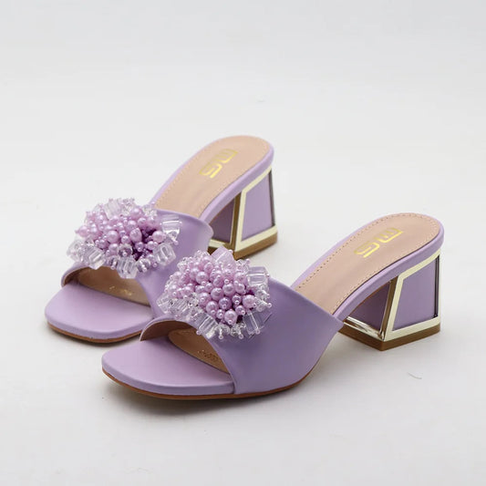 Summer rhinestone beads high heel sandals for women