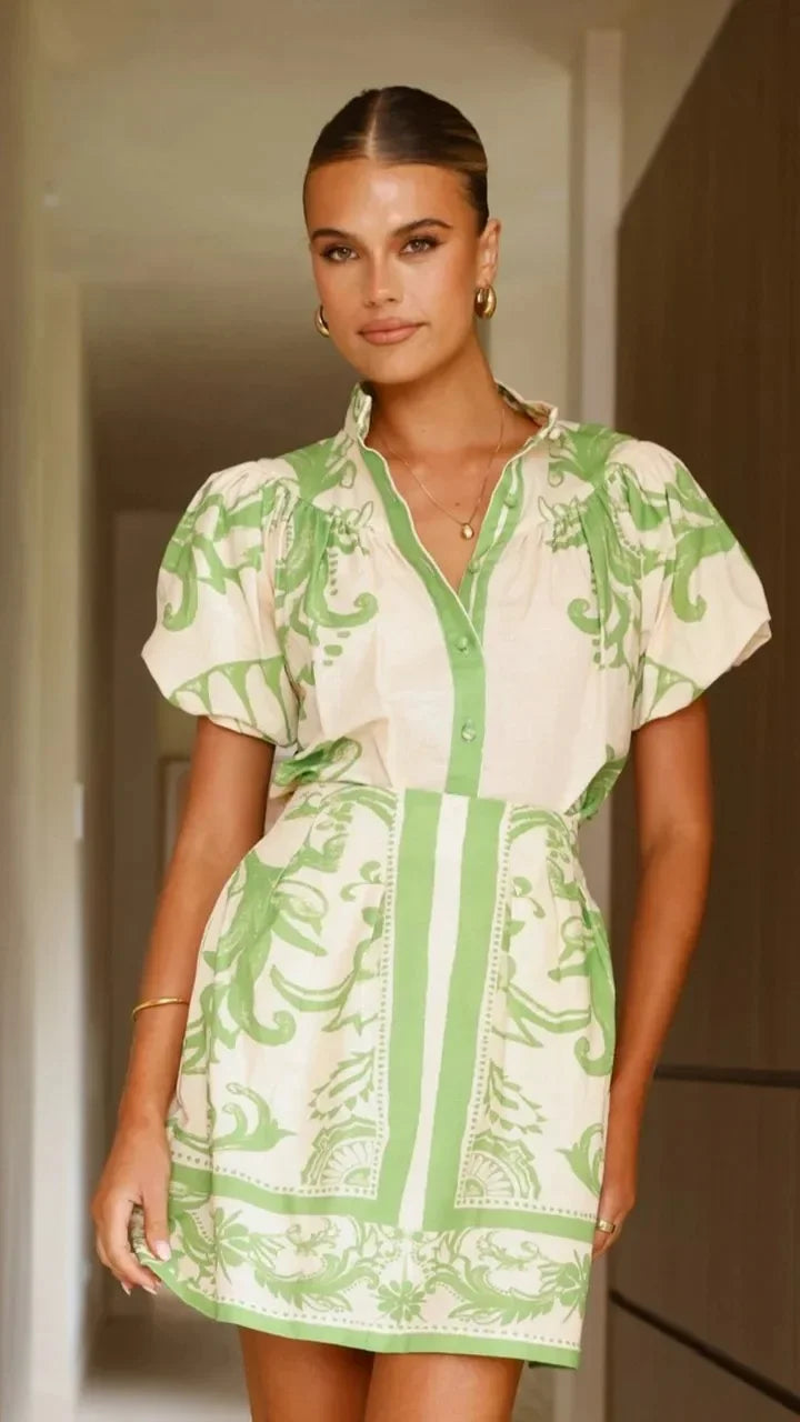 | Linen Floral Cocktail Dress