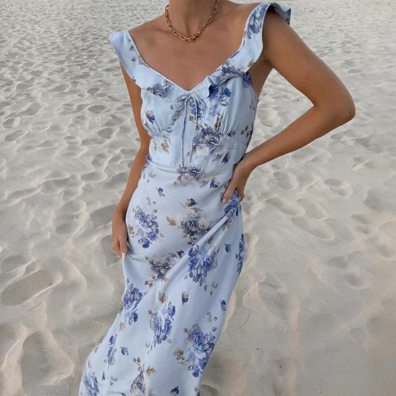 Floral Ruffle Off Shoulder Midi Dress