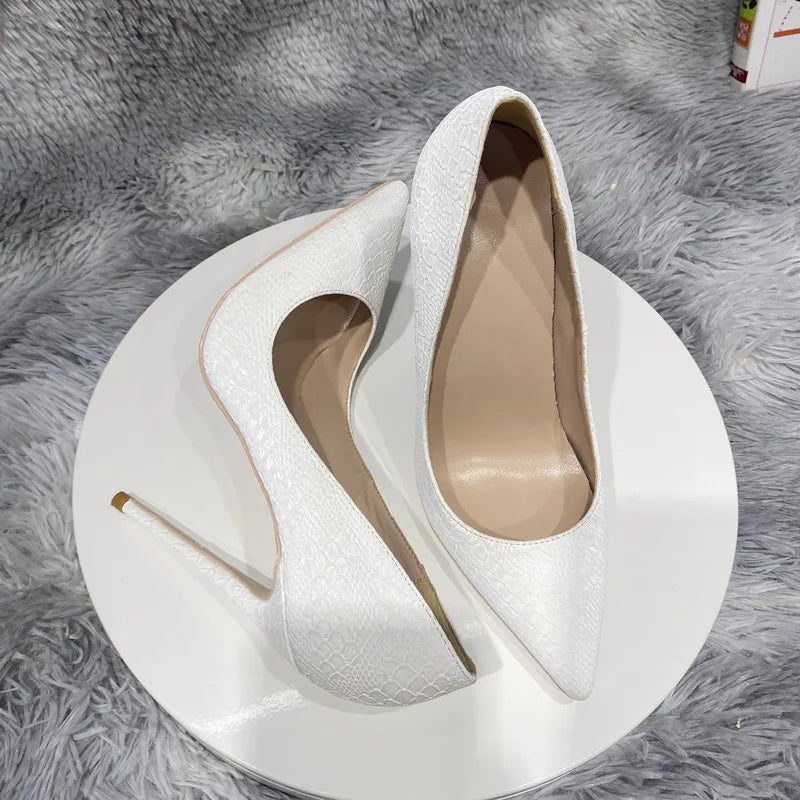 Mint Green Crocodile Effect Pointy Toe High Heel Shoes for Women
