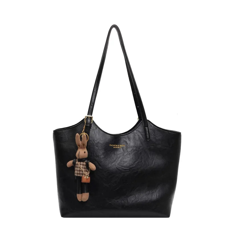 | Soft Vegan Leather Tote Bag with Shoulder Straps